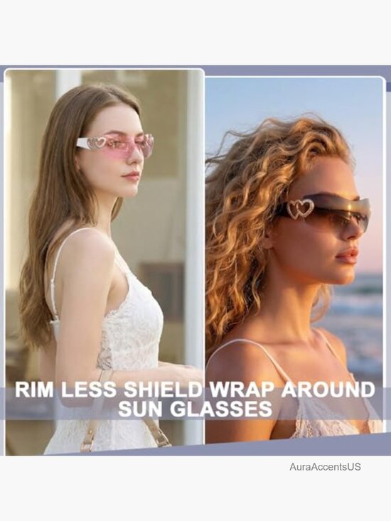Oversized Rimless Star Y2K Sunglasses Wrap Around Shield Unisex UV400 Polarized main image 5